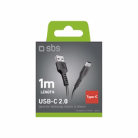 SBS TECABLETYC1KPOS USB-A - USB-C kabelis 1m - melns