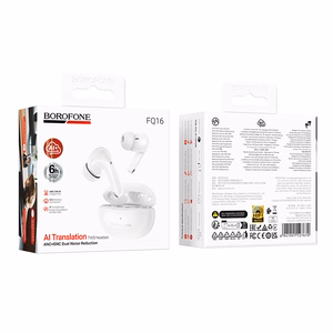 Baltas TWS Bluetooth austiņas Borofone FQ16 Star, ANC+ENC, Smart AI