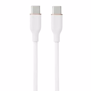 Силиконовый кабель USB Type-C - Type-C, 60W, белый, 1m
