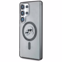 Viedtālruņa apvalks Karl Lagerfeld Button Karl & Choupette Heads Printed Logo Magnētiskais Samsung Galaxy S25 Ultra melns