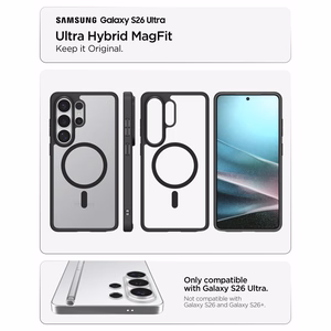 Spigen Ultra Hybrid Mag MagSafe maciņš priekš Samsung Galaxy S26 Ultra - caurspīdīgs melns