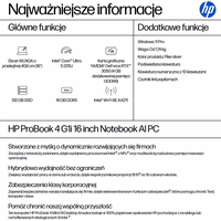 HP ProBook 4 G1i Ultra 5 225U 16''WUXGA 300nits AG 16GB DDR5 5600 SSD512 Arc Cam1080p 56Wh W11Pro Pike sudraba Aluminium 3Y OnSite