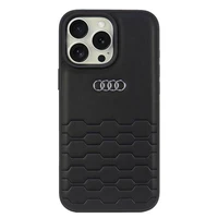 Audi Sintētiskās ādas iPhone 16 Pro Max 6.9" melns/melns cietais apvalks AU-TPUPCIP16PM-GT/D2-BK