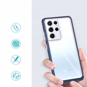 Clear 3in1 viedtālruņa apvalks Samsung Galaxy S23 Ultra silikona apvalks ar rāmi zils
