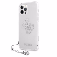 Guess GUHCP12LKS4GSI iPhone 12 Pro Max 6.7" Caurspīdīgs cietais apvalks 4G Sudraba piekariņi kolekcija