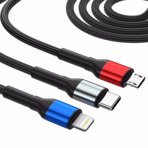 3mk Hyper Cable N-SERIES 6 in 1 USB-C / USB-A uz USB-C / Lightning / Micro 1.2m QC 3.0 9V / 2A 18W - melns