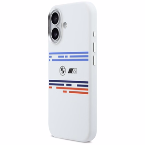 BMW M Silicon Horizontal Line MagSafe macins priekš iPhone 17 - Balts