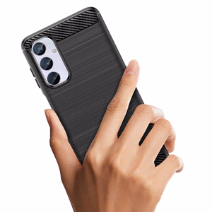 Elastīgs oglekļa raksta viedtālruņa apvalks Samsung Galaxy M54 Carbon Case - melns