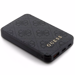 Guess внешний аккумулятор 15W GUPB5LP4GEGK 5000mAh чёрный/чёрный 4G Leather Metal Logo