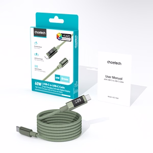 Choetech XCC-1068 PD 60W USB-C - USB-C kabelis ar displeju 1.2 m - zaļš