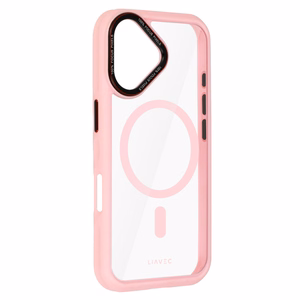 Liavec Hybrid Magsaks Skaidrs viedtālruņa apvalks Iphone 16 gaiši rozā