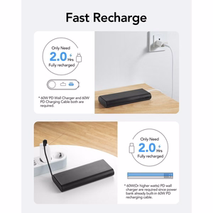Внешний аккумулятор Veger TCE130 (W2503) PD 130W 25000 mAh со встроенными кабелями Type C / Lightning чёрный