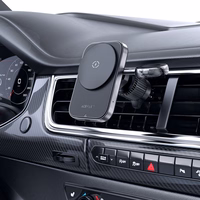 Acefast D18 automašīnas turētājs ar MagSafe / Qi indukcijas lādētāju + USB-A USB-C kabelis - melns