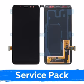 LCD Displejs Saderīgs ar Samsung A530 2018 A8 Melns (Service Pack)