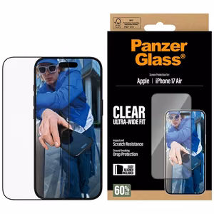 PanzerGlass īpaši plats EasyAligner rūdītais aizsargstikls iPhone Air viedtālrunim