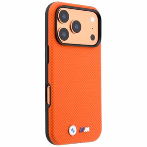 BMW M Quadrille Kevlar Metal Logo MagSafe maciņš modelim iPhone 17 Pro / 18 Pro – oranžs