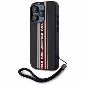 Karl Lagerfeld Saffiano Athleisure Stripes Cord viedtālruņa apvalks iPhone 15 Pro Max - sarkans