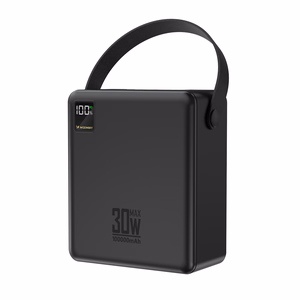 Wozinsky W8-B 100000mAh 30W ārējais akumulators, 2xUSB-A, 2xUSB-C, ar lukturīti, melns