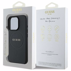 Guess graudainais zelta gredzena magnētiskais viedtālruņa apvalks iPhone 16 Pro Max - melns