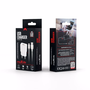 Maxlife MXTC-01 lādētājs 1x USB 1A balts + microUSB kabelis