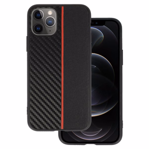 Tel Protect CARBON viedtālruņa apvalks Iphone 11 Pro melns ar sarkanu svītru
