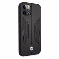 BMW Ādas perforētām malām viedtālruņa apvalks iPhone 12 / iPhone 12 Pro - melns