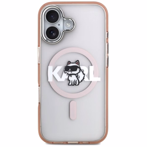 KARL LAGERFELD viedtālruņa apvalks IPHONE 17 ar MagSafe saderīgs (IML Choupette zīmējuma logotipu) - rozā