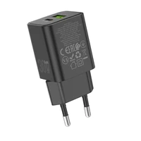 Borofone Sienas lādētājs BN14 Royal GaN - USB + Type C - QC 3.0 PD 30W melns