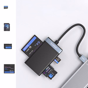 Orico CL4D-A3 atmiņas karšu lasītājs USB-A 3.0, SD/microSD/CF/MS, 5 Gbps – melns ar sudraba krāsu