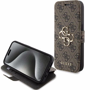 Guess 4G Metal Logo apvalks iPhone 15 Pro - brūns