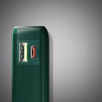 Portatīvais lādētājs SBS 10000 mAh 20W ar iebūvētu USB-C kabeli un digitālo indikatoru - zaļa