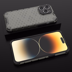 Honeycomb viedtālruņa apvalks iPhone 14 Pro Max bruņots hibrīda vāks caurspīdīgs