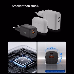 Spigen Essential EE352EU USB-C / USB-A 35W sienas ladetajs - Melns