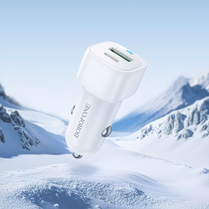 Borofone Car charger BZ34B Cloud - USB + Type C - QC 3.0 PD 38W white