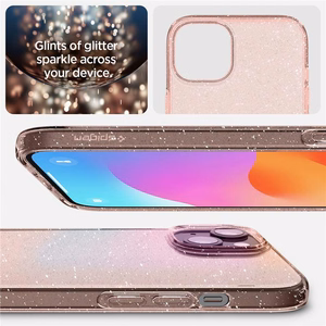 Spigen Liquid Crystal Glitter viedtālruņa apvalks iPhone 15 Plus - rozā/caurspīdīgs