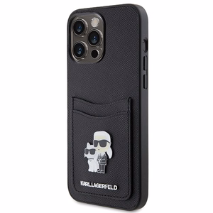 Karl Lagerfeld KLHCP15XSAPKCNPK iPhone 15 Pro Max 6.7" melns maciņš Saffiano Cardslot KC Metal Pin