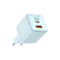 JELLICO sienas lādētājs EU55 GaN PD 33W 1xUSB-C + 1xUSB QC3.0 Zils