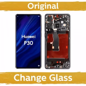 LCD displejs saderīgs ar Huawei P30 ar rāmi / melns / (atjaunots: Ķīna)
