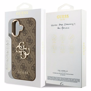 Guess 4G Big 4G Classic Logo viedtālruņa apvalks, paredzēts iPhone 17 – brūnā un zelta krāsā
