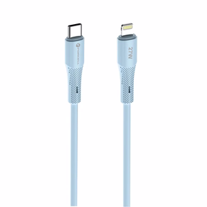 FORCELL F-ENERGY C346 kabelis Type C uz Lightning PD 3A 27W Silicone 1 m zils