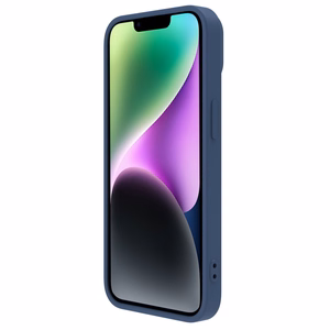 Nillkin CamShield Silky Silikona viedtālruņa apvalks iPhone 14 Plus apvalks ar kameras aizsargu zils