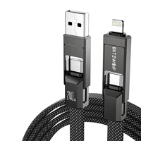 Blitzwolf BW-HDC7 4-in-1 USB+C+Zibens kabelis 240W 1,2 m (melns)
