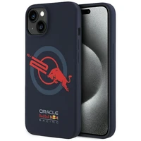 RED BULL viedtālruņa apvalks IPHONE 15 saderīgs ar MagSafe RBHMP15S24SIOLVR (Silikona ORBR20 logotips sarkana apmale) tumši zila