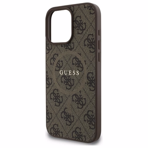 Guess 4G gredzena klasiskā logotipa magnētiskais viedtālruņa apvalks iPhone 16 Pro Max - brūns