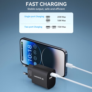 Wozinsky WGWCB USB-A USB-C 20W sienas lādētājs - melns