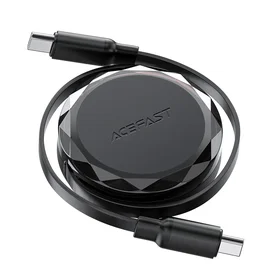 Acefast C13-03 USB-C - USB-C 60W izbīdāms kabelis - melns