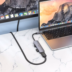 Adapteris HB28 Type-C multifunkcionālais pārveidotājs HDMI+USB3.0+USB2.0+USB2.0+SD+TF+PD pelēks