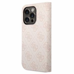 Viedtālruņa apvalks Guess GUBKP14LHG4SHP iPhone 14 Pro 6.1" - rozā / rozais logotips 4G Vintage Gold Logo