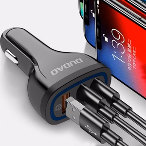 Automašīnas lādētājs Dudao R7S QC3.0 Quick Charge 18W melns (porti: 3xUSB)