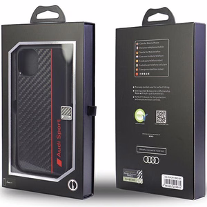 Audi Oglekļa šķiedras svītra iPhone 11 / Xr 6.1" melns/melns cietais apvalks AUS-TPUPCIP11-R8/D1-BK